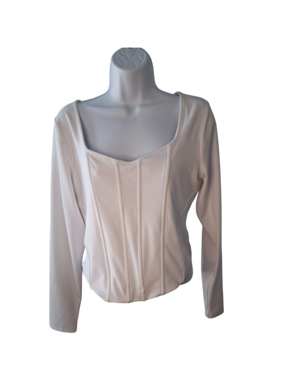 Express Body Contour White Corset Top L Quiet Luxury Y2K Office Siren Chic